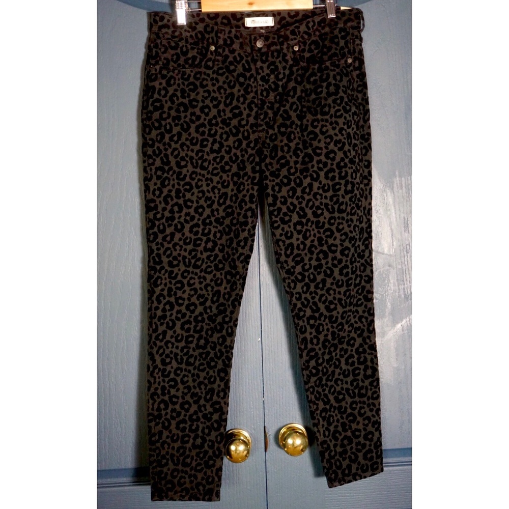 Madewell Flocked Black Leopard Skinny Jeans New 31
